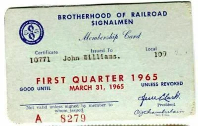 Railroad Pass Brotherhood Railroad Signalmen March 31 1965 - Image 1 of 2