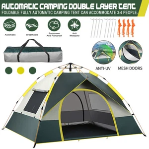 Instant Camping Tent 4 Persons Auto Pop up Family Hiking Dome Waterproof Shelter - Picture 1 of 12