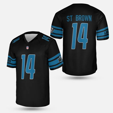 Amon-Ra St. Brown #14 Lions V-neck Shirt Fan Made All Size 2022-23 Season Print Cover