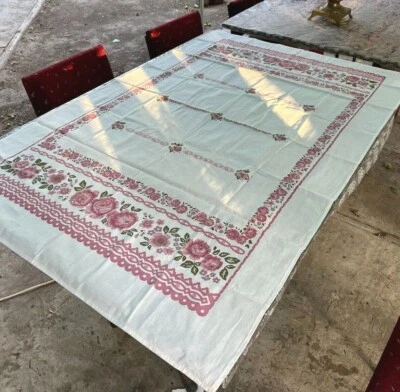 1989 Vintage Ukrainian Tablecloth Linen Fabric Ukraine Irpen USSR, 90 x 140 cm - Image 1 of 4