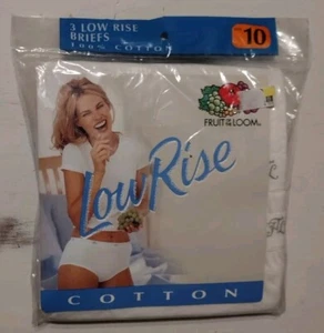 Vtg 1999 Fruit of The Loom Womens 10 Low Rise Briefs 3 Pack Panties Underwear - Picture 1 of 2