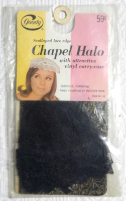 Cabeza de encaje Goody Chapel cubierta iglesia de misa borde de vieira negro de colección Nuevo de Lote Antiguo Foto 1 de 4