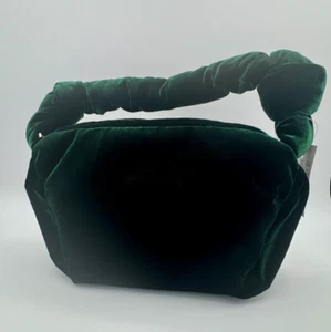 J.Crew Factory grüne Samt Handtasche | elegante geknotete Henkeltasche | Neu mit Etikett | Urlaub - Bild 1 von 7