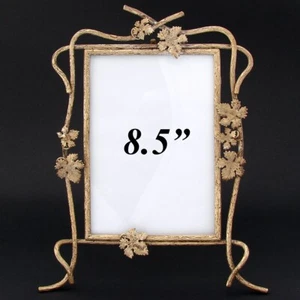 Antique Victorian Era 8.5" Picture Frame, Reticulated Bronze Wire Vines & Leaves - Picture 1 of 13