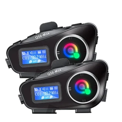 Motorcycle Bluetooth Headphones Helmet Intercom Headset LCD Display FM Radio 2PC - Image 1 of 4