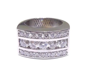 14k White Gold Channel & Prong Set 2.20ct Round Cut White Diamond Ring - Picture 1 of 6