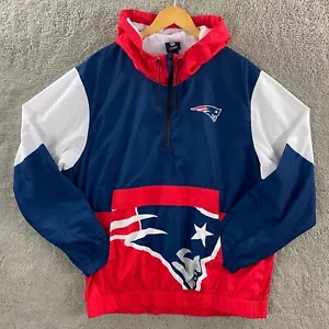 NFL Team Apparel New England Patriots Jacket Mens Large 1/2 Zip Hood Windbreaker - Picture 1 of 13