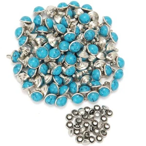 100 Sets Blue Turquoise Rapid Rivets Studs Tandy Diy Leather Rivets Craft For Be - Picture 1 of 3
