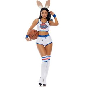 Forplay Womens Bunny Squad Baller Costume Cheerleader Sexy Halloween L/XL