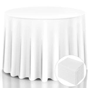 10 pcs 90" Round Tablecloth Polyester For Home Wedding Restaurant Party White - Picture 1 of 7