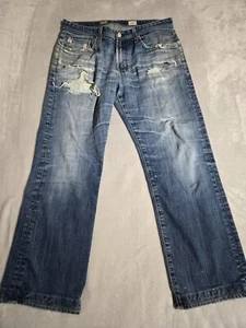 Adriano Goldschmied Jeans Mens Size 31 Protege Straight Leg Embroidered Y2K Blue - Picture 1 of 12