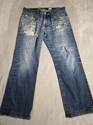 Adriano Goldschmied Jeans Mens Size 31 Protege Straight Leg Embroidered Y2K Blue - Image 1 of 4
