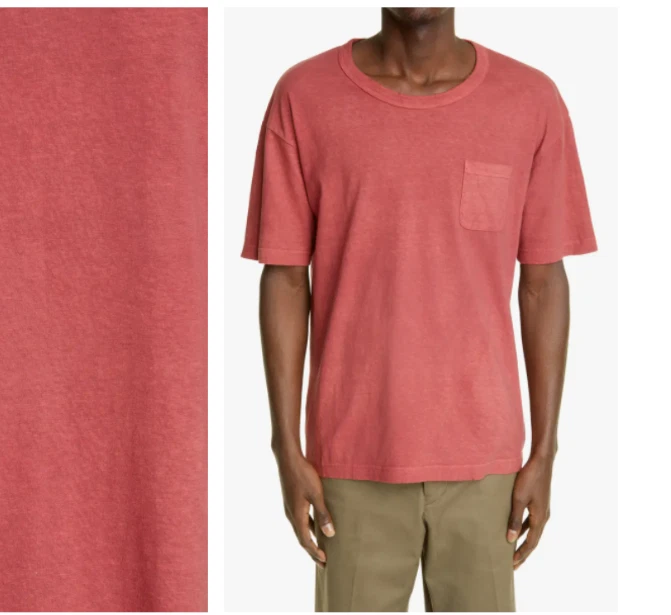 Camiseta VISVIM Roja Ligeramente Envejecida Cuello Redondo Bolsillo en el Pecho Algodón JUMBO 2 = M Foto 1 de 3