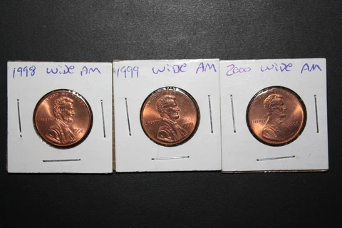 Lincoln Cent 1998,1999,2000 WIDE AM VARIETY PENNIES UNCIRCULATED 3 lot LOOK** Cover