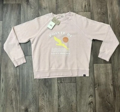 FAHERTY Beach Fleece Crew Sweatshirt Graphic Print Women's Size L NWT $148 Peach - Image 1 of 4