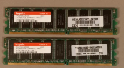 1GB MEMORIA RAM DDR 333MHz PC2700U-25330 Hynix 2 x 512MB - Immagine 1 di 2