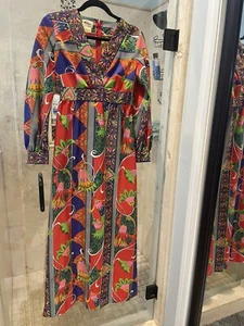 Amazing Vintage 70s Tori Richard Hawaiian Long Sleeve  Maxi Dress  S Small - Picture 1 of 12