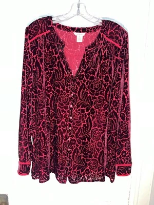 Блузка Sundance Velvet Burnout Obsession бордовая размер XL. d572 - Изображение 1 из 4