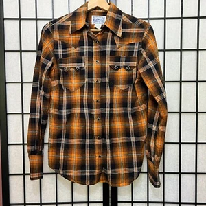 Vintage Rockmount Ranch Wear Flannel Black & Orange Plaid Western Shirt Size Sm - Picture 1 of 9