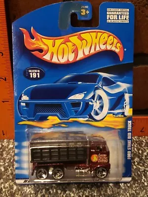 HOT WHEELS 2000 Ford Stake Bed Truck Purple #191 Fat Cat Moving Co - Image 1 of 4