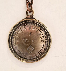 Médaille de cocher propriétaire carrosse et cabriolet Till XIXe - Picture 1 of 4