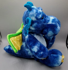 Aurora Plush Dragon Stuffed Animal Blue Tie Dye Sparkle Tales Gold Green Wings  - Picture 1 of 7