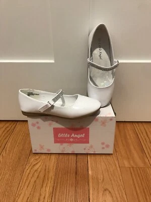 Zapatos de vestir con correa de estrás de cuero con estampado blanco Little Angel para niñas talla 1 Foto 1 de 4