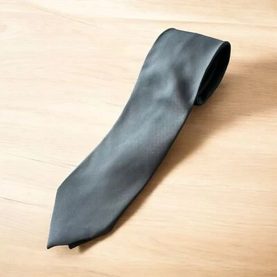 Corbata Pierre Balmain Paris Hombre Seda Cuello Gris Carbón Satén Formal Profesional Foto 1 de 4