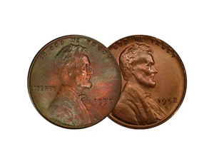 1950 P & 1952 S Lincoln Wheat Cent Choice BU 1c Brilliant Uncirculated - 2 Set - Picture 1 of 2