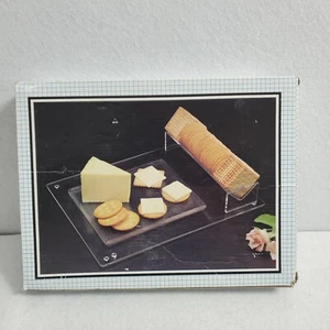VINTAGE Cheese Snack Tray Deluxe Clear Plastic Original Box - Picture 1 of 4