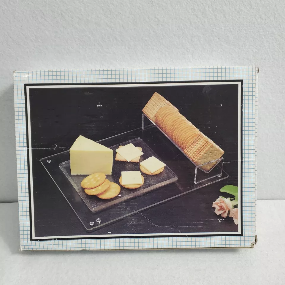VINTAGE Cheese Snack Tray Deluxe Clear Plastic Original Box - Image 1 of 4