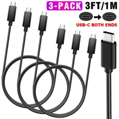 3-Pack 3FT Type-C to Type-C Fast Charging Cable USB-C to USB-C Data Cable Cord - Image 1 of 4