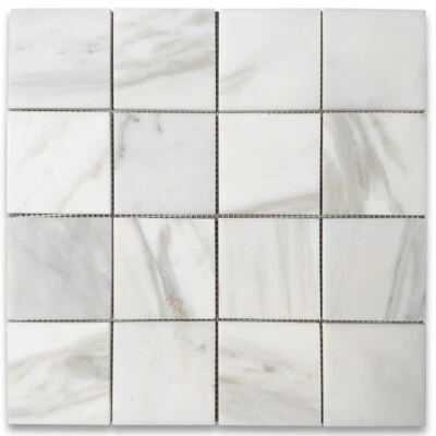 G27XP Calacatta Gold Marble 3x3 Square Mosaic Tile Polished - Image 1 of 4
