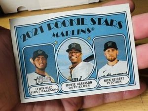 DIAZ HARRISON NEIDERT MIAMI MARLINS 2021 TOPPS HERITAGE ROOKIE STARS #209 RS RC - Bild 1 von 2