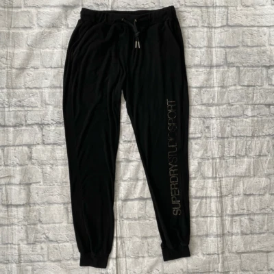 Super Dry Studio women M pull on jogger sweatpants w/elastic waist black - Image 1 of 4