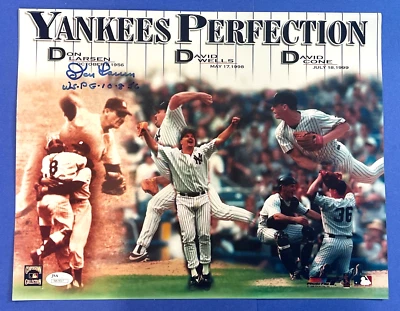 Don Larsen Signed Perfect Game Inscribed WS PG 10-8-56 11x14 Photo JSA N87817 - Image 1 of 3