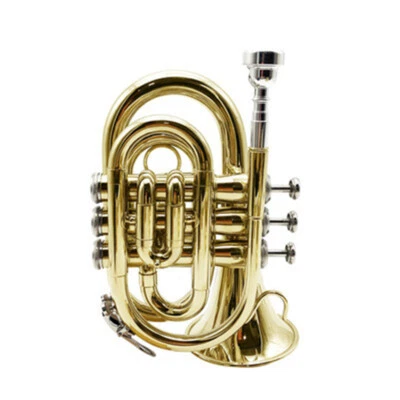 Pocket Trumpet Bb Pitch Brass Material Musical Instrument Muti-color with Case - Image 1 of 4