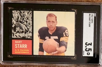 1962 Topps #63 Bart Starr SGC 3,5 en muy buen estado+ Packers Salón de la fama Foto 1 de 2