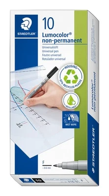 STAEDTLER 316-9 Lumocolor Non-Permanent Pen, Fine Line Width, 0.6mm - Black (Box - Image 1 of 4