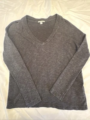 STANDARD JAMES PERSE Shirt Womens Sz 2 Long Sleeve Black V Neck - Image 1 of 4