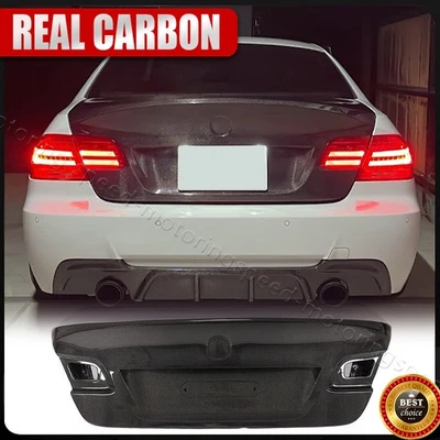 Real Carbon Rear Trunk Boot Lid Spoiler Cover Trim For 2008-11 BMW 3 Series E92 - Image 1 of 4