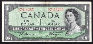 Canada 1954 $1 One Dollar Devils Face Banknote Beattie - Coyne K/A 7414265 - Picture 1 of 2