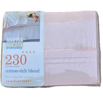 Martha Stewart Everyday Twin Flat Sheet 230 Thread Count Shell Pink  NEW SEALED - Image 1 of 4
