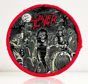 ✅ Vintage SLAYER "Live Undead" 80er Aufnäher/Patch • Rot / Silberne Details Rund - Bild 1 von 3