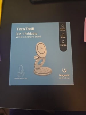 New TechThrill 3 In 1 Foldable Wireless Magnetic Charging Stand Charger - Image 1 of 4