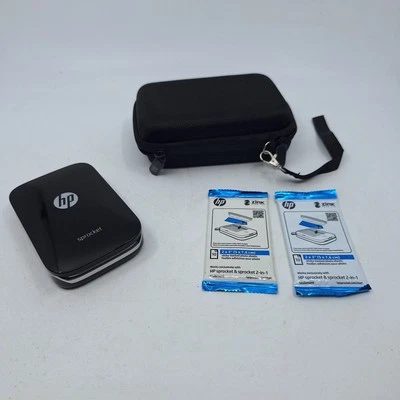 Black HP Sprocket Smartphone Printer 2X3 Photos and 20 Zink Photo Papers - Image 1 of 4