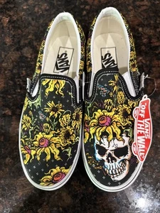 Vans Classic Skull Sunflower Slip on Shoes Mens Sz 5 Women’s Sz 6.5 Rare NWT - Picture 1 of 9