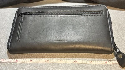 Cartera plegable Wilson de cuero, negra, para mujer, tarjetero/portatarjeta Foto 1 de 4