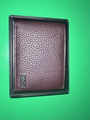 Cartera de cuero marrón oscuro plegable Hugo Boss para hombre 100 % cuero de vaca Foto 1 de 4