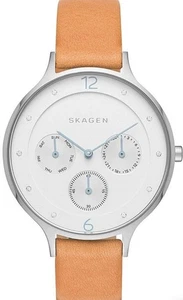 Women's Skagen Anita Brown Leather Strap Watch SKW2449 New Battery  - Picture 1 of 14